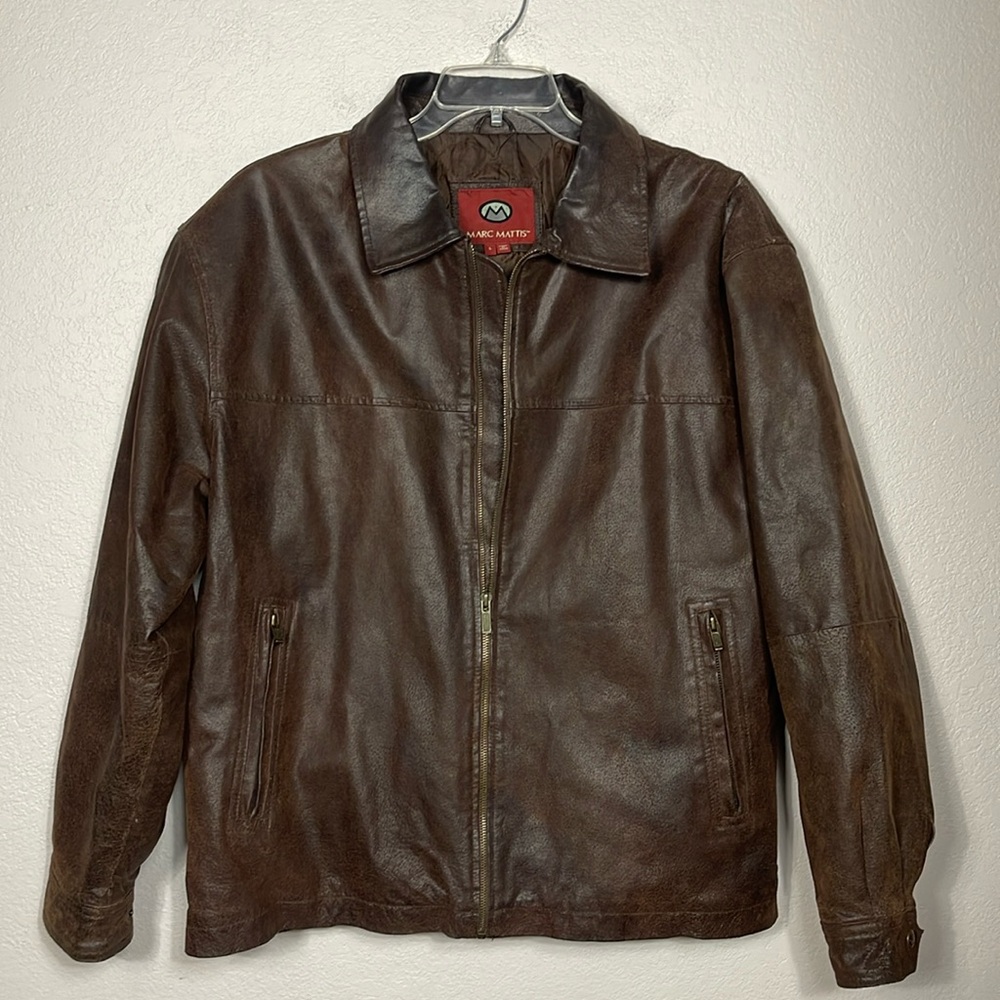 Vintage Marc Matti's Distressed Leather Jacket Rustic Bomber Size Large